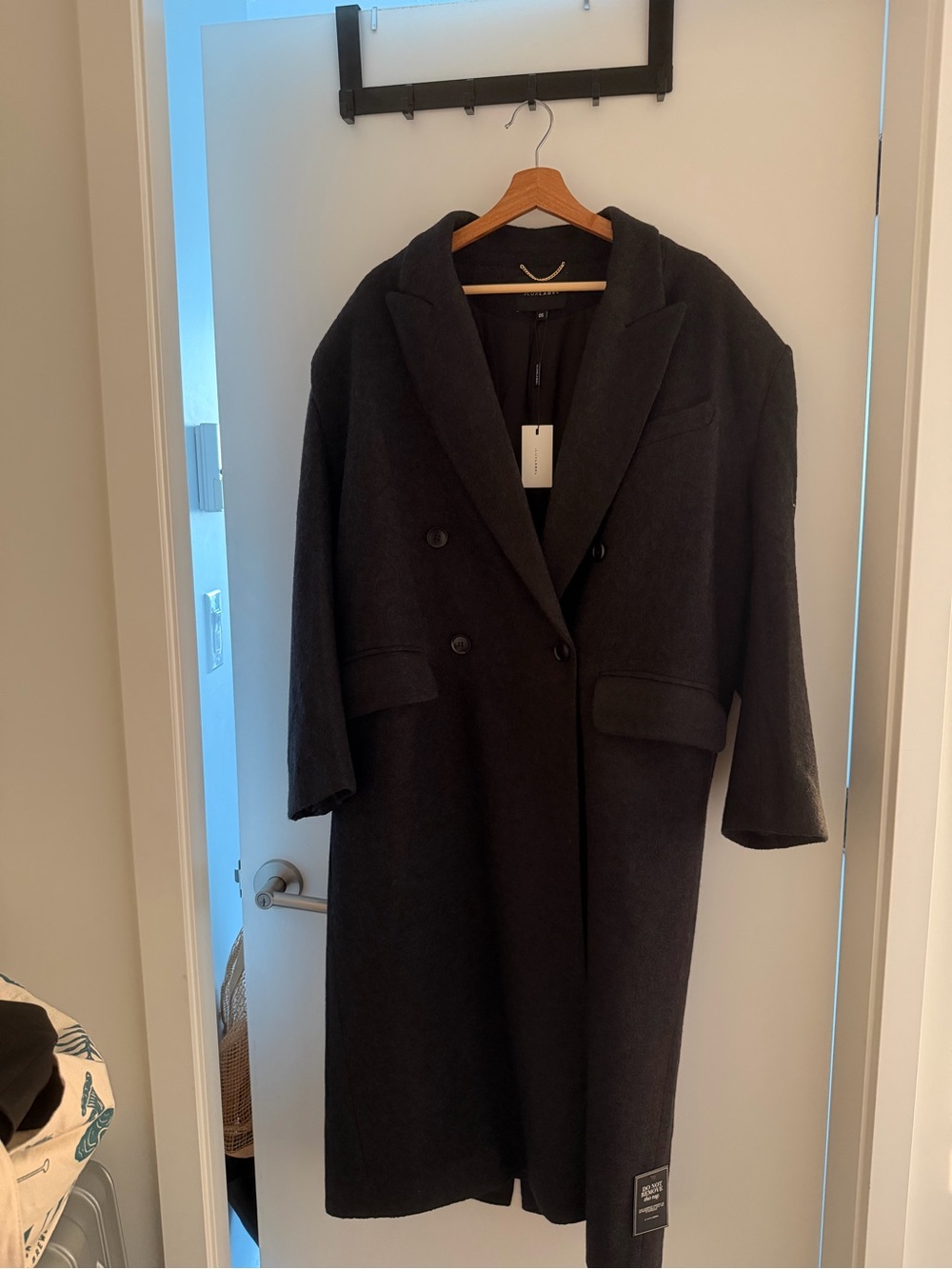 JLUXLABEL Black Double-Breasted Trench Coat